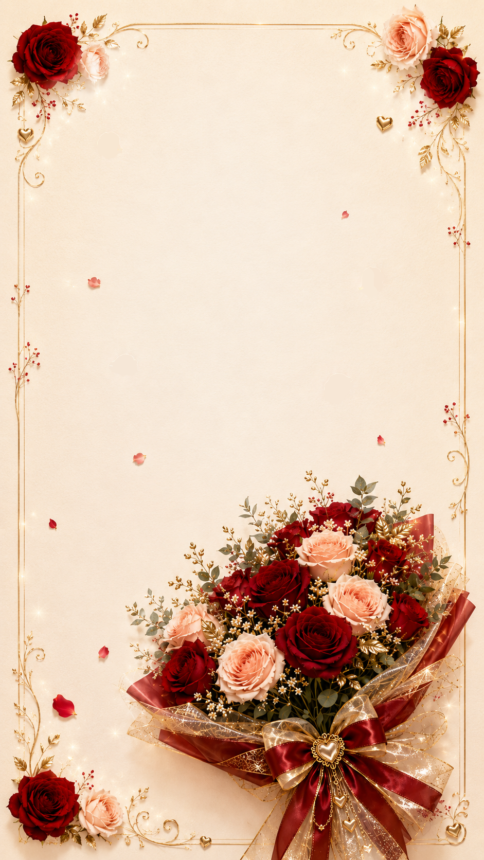 Romantic rose engagement card background